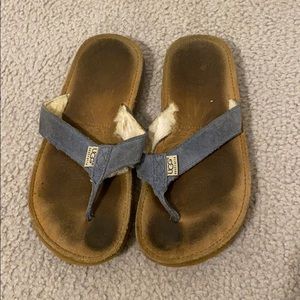 Furry lined flip flops